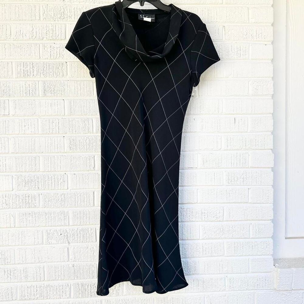 Y2K SL Fashions Black White Grid Dress